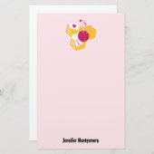 かわいいハチとピンクバレンタインハート 便箋 (正面/裏面)