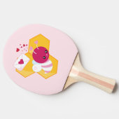 かわいいハチとピンクバレンタインハート 卓球ラケット (横)