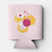 かわいいハチとピンクバレンタインハート 缶クーラー (裏面)