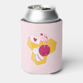 かわいいハチとピンクバレンタインハート 缶クーラー (缶裏面)