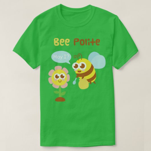 かわいいハチとフラワービー丁寧なパおもしろいン Tシャツ (デザイン正面)