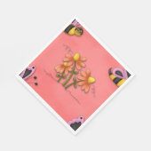 かわいいハチとフラワーピンク春園 スタンダードランチョンナプキン (角)