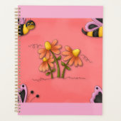 かわいいハチとフラワーピンク春園 プランナー手帳 (正面)