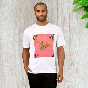 かわいいハチとフラワーピンク春園 Tシャツ