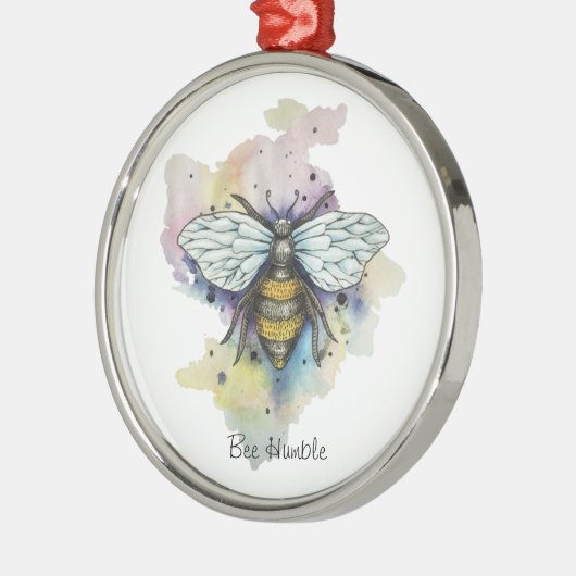 かわいいハチとレインボーウォッシュ メタルオーナメント (左)