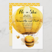 かわいいハチと彼女の熱気球ジェンダーが登場 招待状 (正面/裏面)