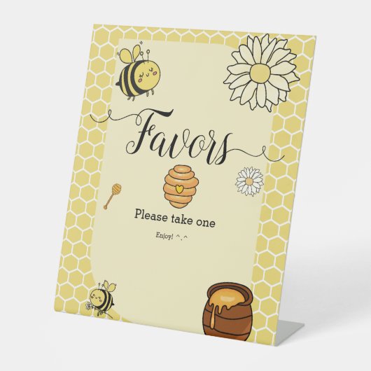 かわいいハチと甘いハチミツ赤ちゃんシャワー好き 台座サイン (正面)