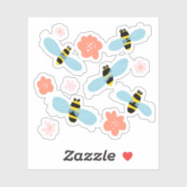 かわいいハチと花 シール