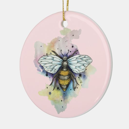 かわいいハチと虹を洗うクリスマス装飾品 セラミックオーナメント (左)