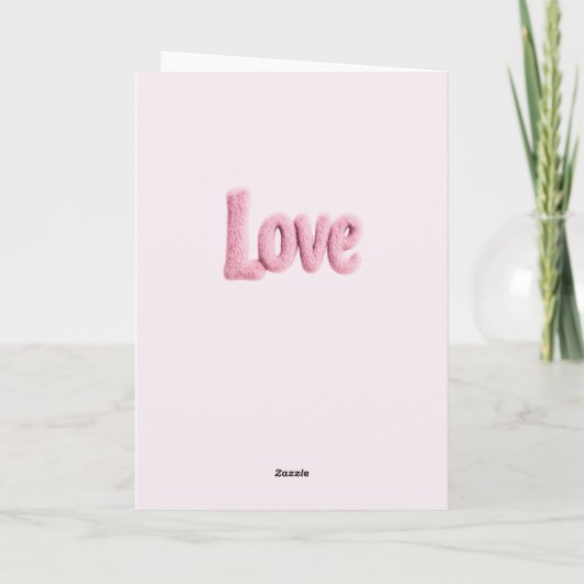 かわいいハチのふわふわピンクのラブハート風船デザイン カード (裏面)