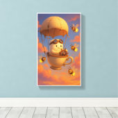 かわいいハチのテディベアカップ風船壁アート キャンバスプリント (インサイチュ (ウッドフロア))