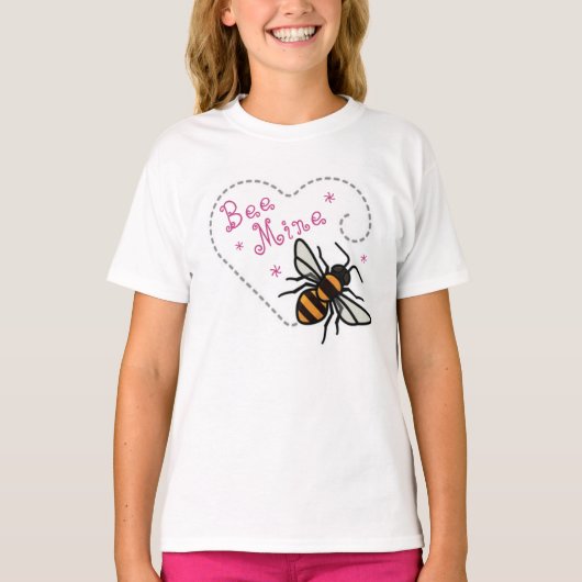 かわいいハチのバレンタインハート Tシャツ (正面)