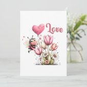 かわいいハチのラブハート&フラワーデザイン シーズンカード (スタンド正面)