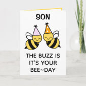 かわいいハチの子供の息子お誕生日おめでとう サンキューカード (正面)