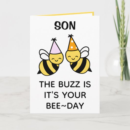 かわいいハチの子供の息子お誕生日おめでとう サンキューカード (正面)