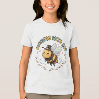 かわいいハチの子供用Tシャツ 喜びに満ちて トライブレンドTシャツ