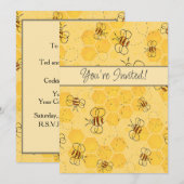 かわいいハチの巣のハチ ハチが飛び回る  招待状 (正面/裏面)