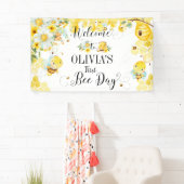 かわいいハチの巣の背景 1歳 2歳の誕生日飾り 横断幕 (インサイチュ)