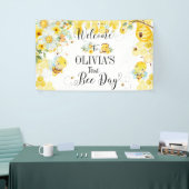 かわいいハチの巣の背景 1歳 2歳の誕生日飾り 横断幕 (トレードショー)