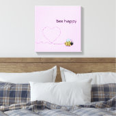 かわいいハチの漫画パンプンピンクおめでとう キャンバスプリント (インサイチュ (寝室))