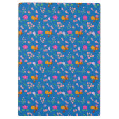 かわいいハチの花パターンモノグラム名ブルー クリップボード (裏面)