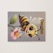 かわいいハチの花パーソナライズされた ジグソーパズル (横)