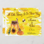 かわいいハチの花束 ベビーシャワー 招待状 (正面/裏面)