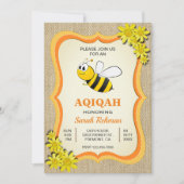 かわいいハチの赤ちゃんの女の子の儀式 招待状 (正面)