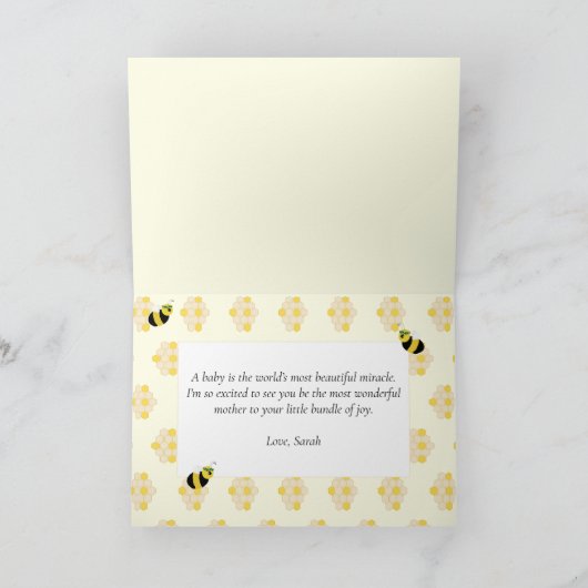 かわいいハチの赤ちゃんシャワーおめでとうマビー カード (内部)