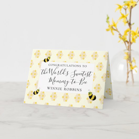 かわいいハチの赤ちゃんシャワーおめでとうマビー カード (黄色い花)