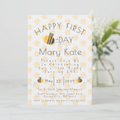 かわいいハチの1歳の誕生日 招待状 (スタンド正面)