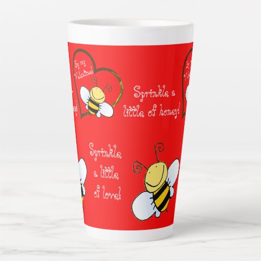 かわいいハチは私のバレンタインデー カフェラテマグ (正面)