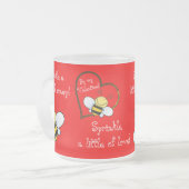 かわいいハチは私のバレンタインデー フロストグラスマグカップ (正面左)