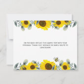 かわいいハチひまわり赤ちゃんシャワーサンキューカード サンキューカード (裏面)