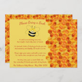 かわいいハチをテーマにした赤ちゃんシャワーで本を持ってくる 招待状 (正面/裏面)