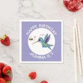 かわいいハチドリとハチの漫画パーソナライズされた スタンダードカクテルナプキン (インサイチュ)