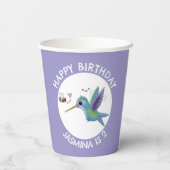 かわいいハチドリとハチの漫画パーソナライズされた 紙コップ (裏面)