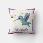 かわいいハチドリと蜂の漫画イラストレーション クッション (裏面)