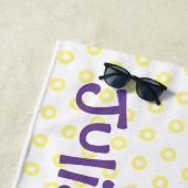 かわいいハチドリと蜂の漫画イラストレーション ビーチタオル (インサイチュ)