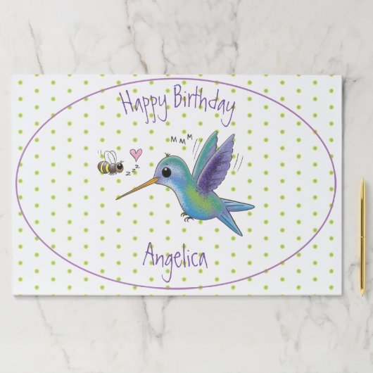 かわいいハチドリと蜂の漫画イラストレーション ペーパーパッド (インサイチュ)