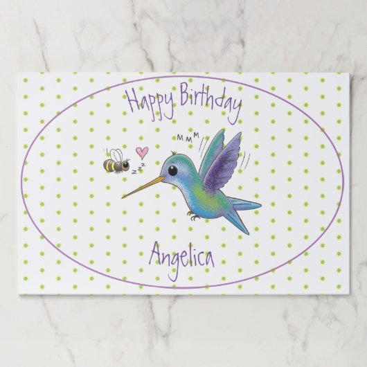 かわいいハチドリと蜂の漫画イラストレーション ペーパーパッド (正面)