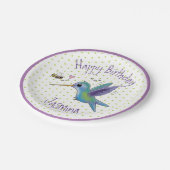 かわいいハチドリと蜂の漫画イラストレーション ペーパープレート (アングル)