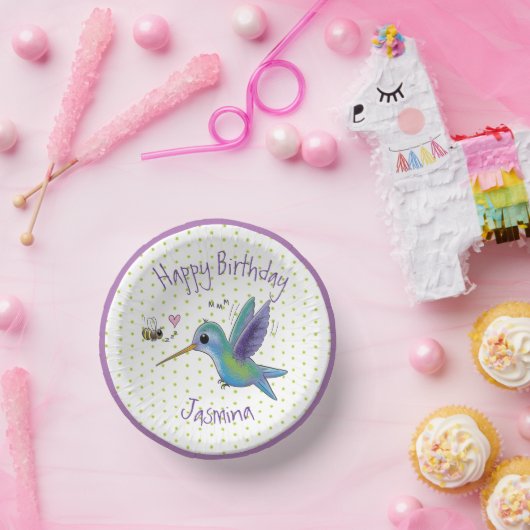 かわいいハチドリと蜂の漫画イラストレーション ペーパーボウル (パーティー)