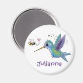 かわいいハチドリと蜂の漫画イラストレーション マグネット (正面/裏面)