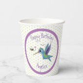 かわいいハチドリと蜂の漫画イラストレーション 紙コップ (裏面)