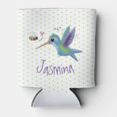 かわいいハチドリと蜂の漫画イラストレーション 缶クーラー (正面)