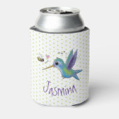 かわいいハチドリと蜂の漫画イラストレーション 缶クーラー (缶裏面)