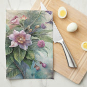 かわいいハチドリの花 キッチンタオル (四つ折り)