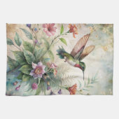 かわいいハチドリの花 キッチンタオル (横)