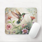 かわいいハチドリの花 マウスパッド (マウス)
